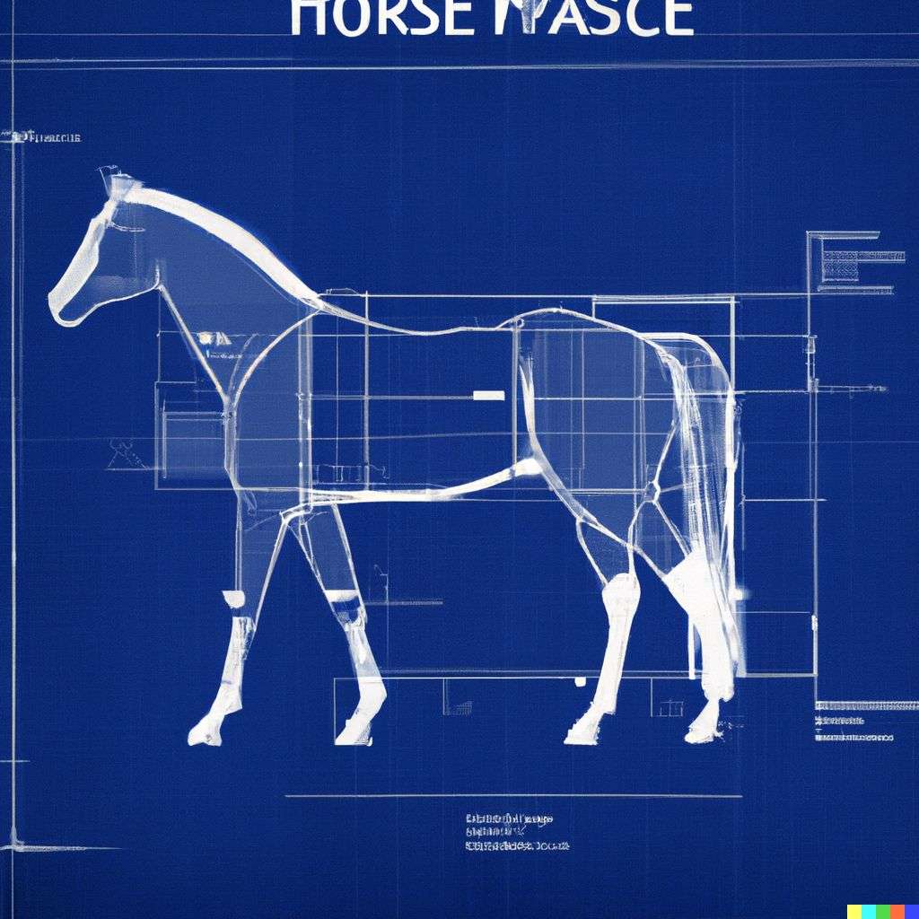 a horse, blueprint